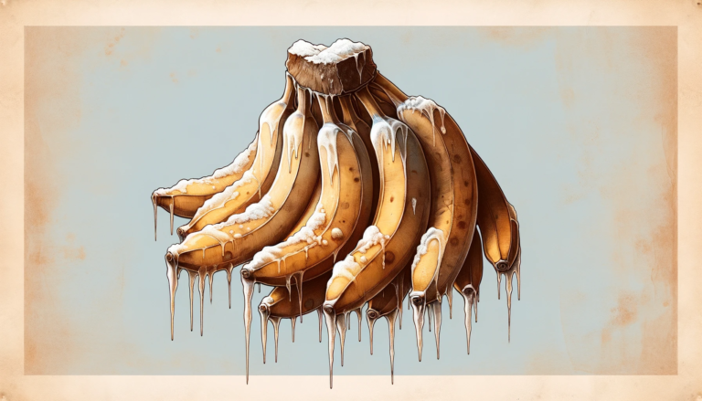 Frozen Bananas With Icicles Hanging Off Set On Top Of A Light Blue Background