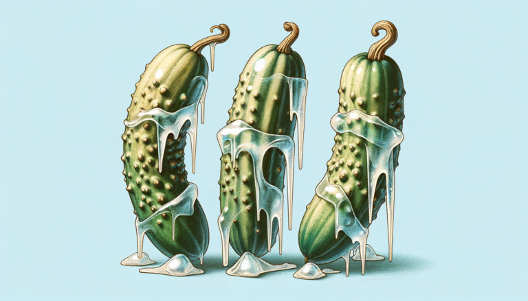Frozen Cucumbers With Icicles Hanging Off Set On A Light Blue Background