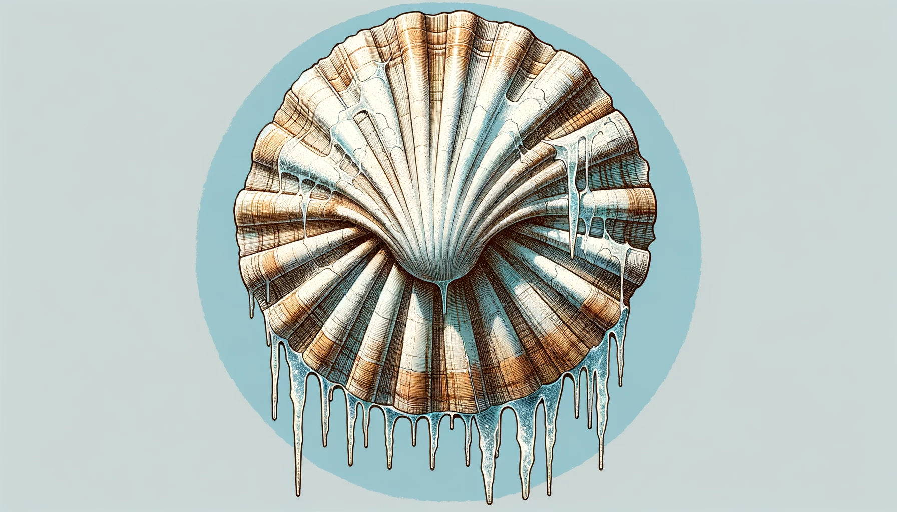 Frozen Scallops With Icicles Hanging Off Set Against A Dark Blue Background